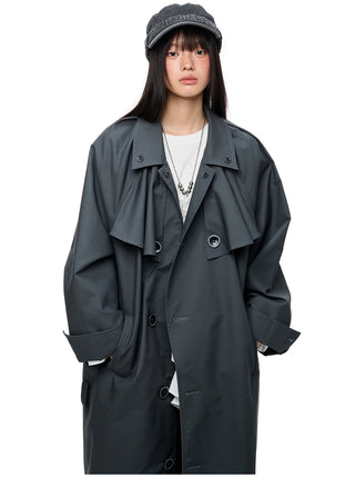 [JIKOO] pleated trench coat