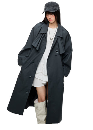 [JIKOO] pleated trench coat