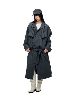 [JIKOO] pleated trench coat