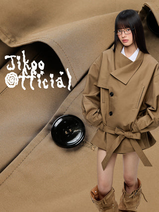 [JIKOO] large lapel coat
