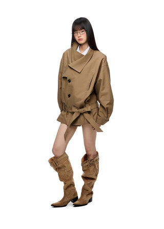[JIKOO] large lapel coat