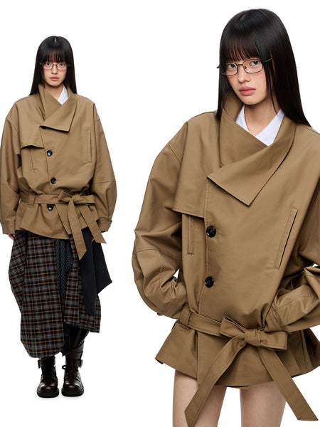 [JIKOO] large lapel coat