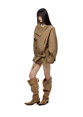 [JIKOO] large lapel coat