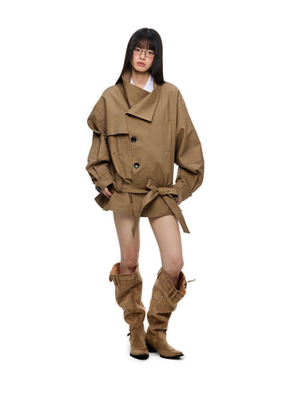 [JIKOO] large lapel coat