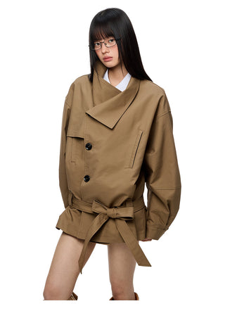 [JIKOO] large lapel coat