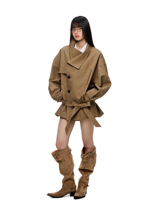 [JIKOO] large lapel coat