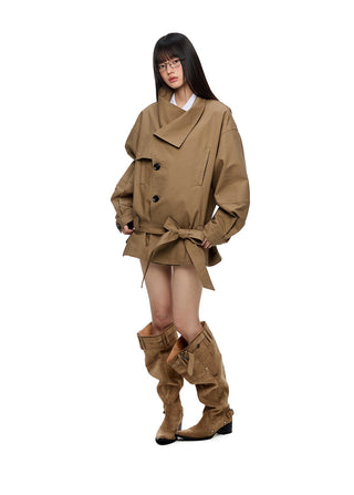 [JIKOO] large lapel coat