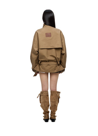 [JIKOO] large lapel coat