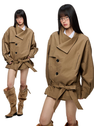 [JIKOO] large lapel coat
