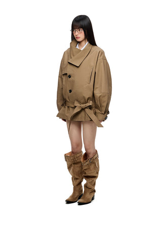 [JIKOO] large lapel coat