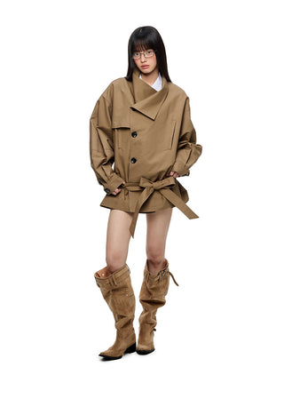 [JIKOO] large lapel coat