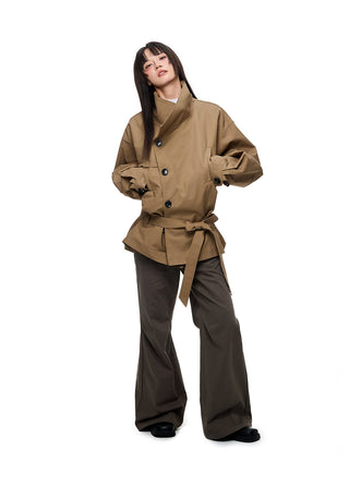 [JIKOO] large lapel coat