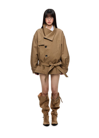 [JIKOO] large lapel coat