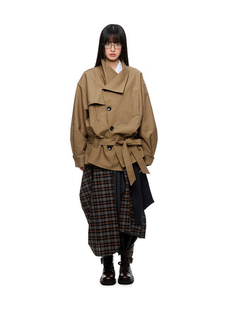 [JIKOO] large lapel coat