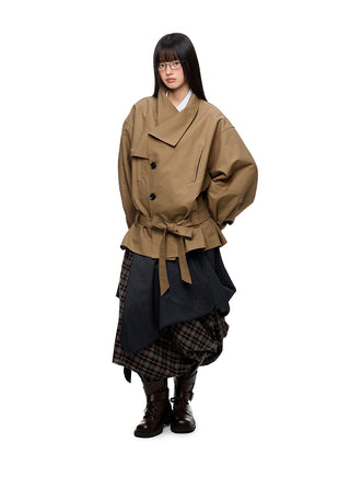 [JIKOO] large lapel coat