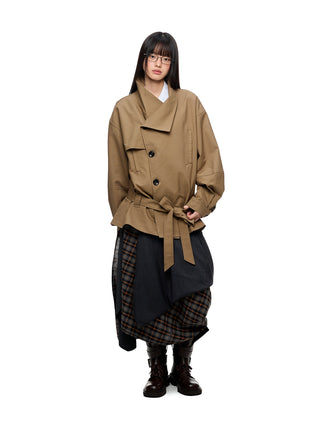 [JIKOO] large lapel coat