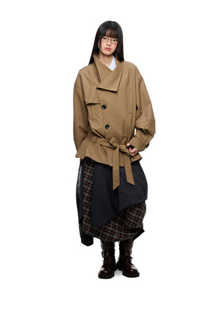 [JIKOO] large lapel coat