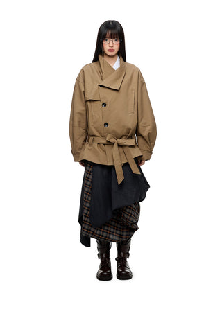 [JIKOO] large lapel coat