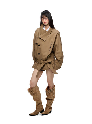 [JIKOO] large lapel coat