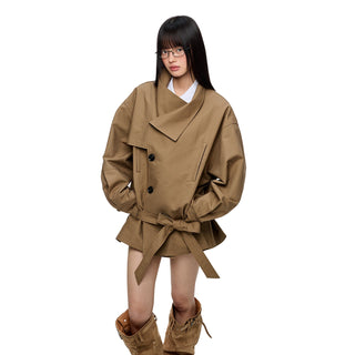 [JIKOO] large lapel coat