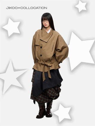 [JIKOO] large lapel coat