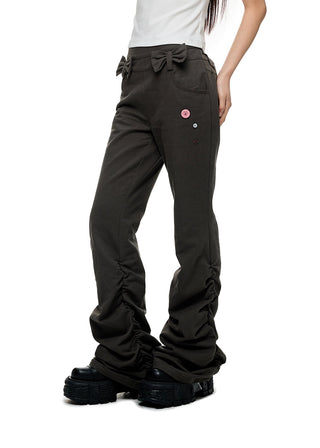 [JIKOO] bow pleated trousers