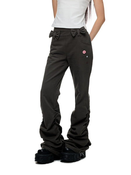 [JIKOO] bow pleated trousers