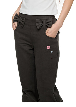 [JIKOO] bow pleated trousers