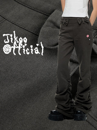 [JIKOO] bow pleated trousers