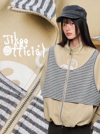 [JIKOO] contrast corset top
