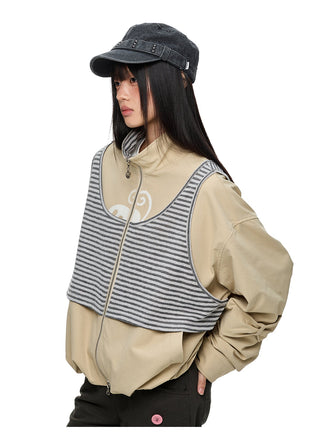 [JIKOO] contrast corset top