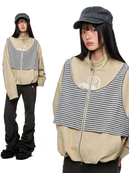 [JIKOO] contrast corset top