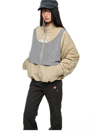 [JIKOO] contrast corset top