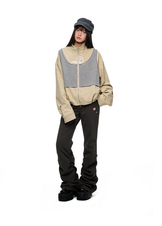 [JIKOO] contrast corset top