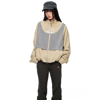[JIKOO] contrast corset top