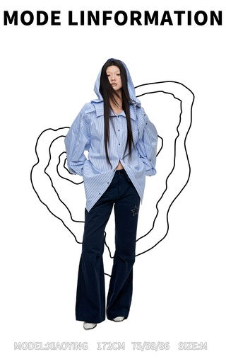 [JIKOO] hooded striped shirt
