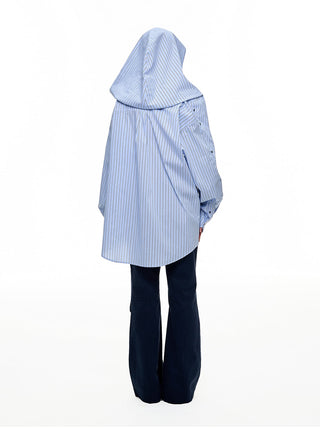 [JIKOO] hooded striped shirt