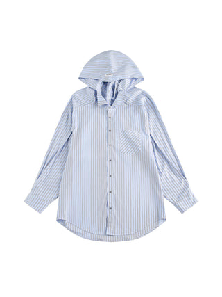 [JIKOO] hooded striped shirt