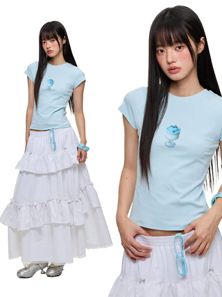 [JIKOO] printed short tee