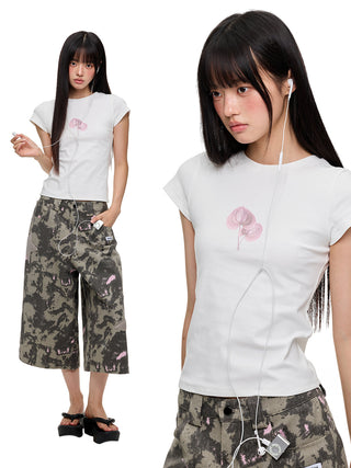 [JIKOO] printed short tee