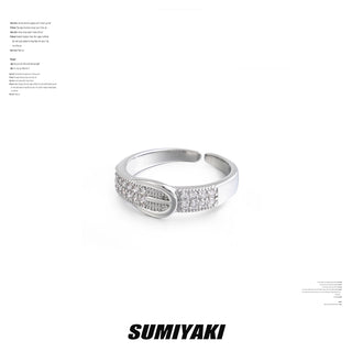 Silver cross zircon double-layer ring