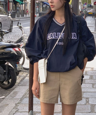 Korea casual letter embroidered top