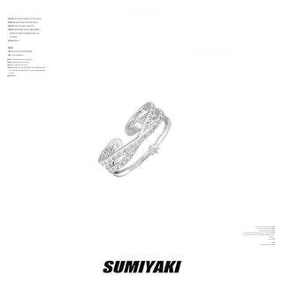 Silver cross zircon double-layer ring