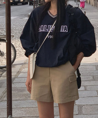 Korea casual letter embroidered top
