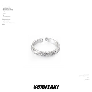 Silver cross zircon double-layer ring