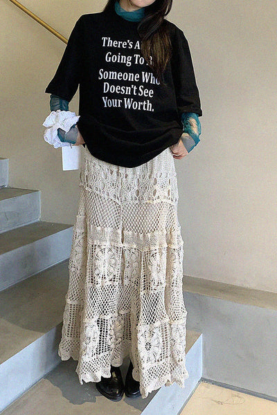 crocheted hollow A-line skirt