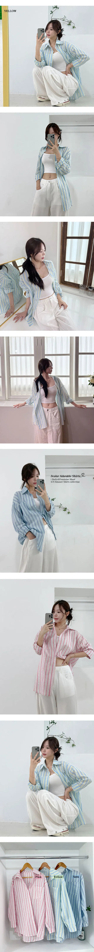 Daily Simple Striped Shirt High Quality Summer Autumn Loose Fit Collared Oversized Striped Casual Chic Summer Shirt