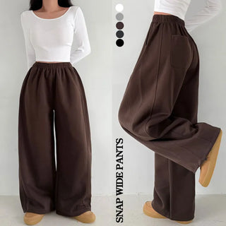 Spring Arrival Mega Wide-Leg Pants Pintuck Hem Buttons Body Cover Side Volume Training Long Pants Long Pants Four-Season Pants