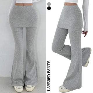 Skirt Pants  Layered Skirt Pants Elastic Waist Skirt Pants Transitional Long Y2K Bootcut Pants Lower Body Cover