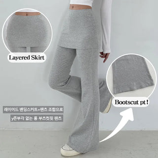 Skirt Pants  Layered Skirt Pants Elastic Waist Skirt Pants Transitional Long Y2K Bootcut Pants Lower Body Cover